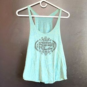 Spiritual Rez Tank Top Blue/Green Women Small Summer Hippy Top Sleevess